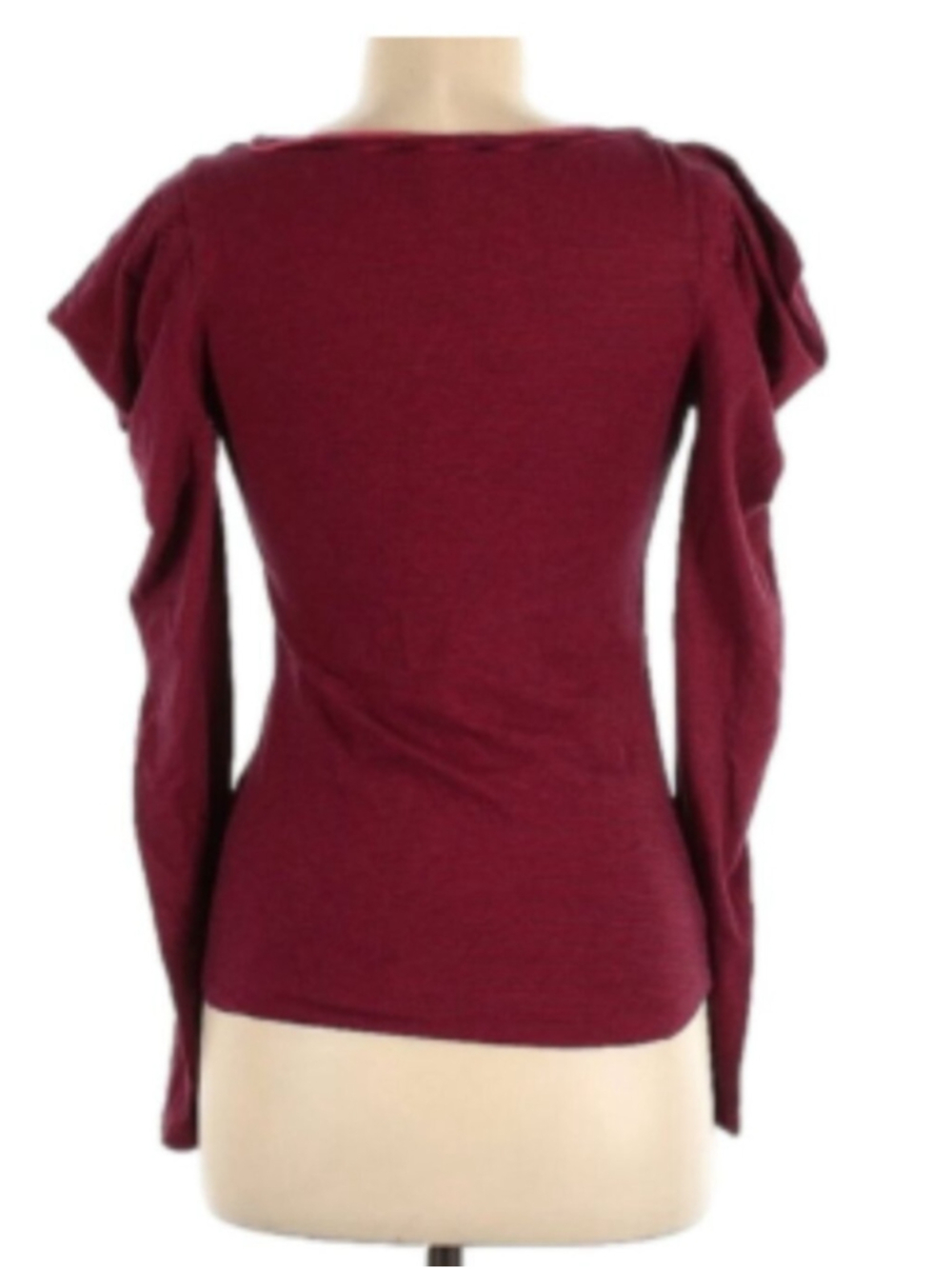 Free People Penelope Puff Sleeve Red Black Stripe Long Sleeve Top Size M Casual - Picture 3 of 5